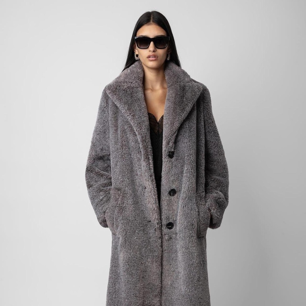 Zadig & Voltaire Gray Faux Fur Jacket